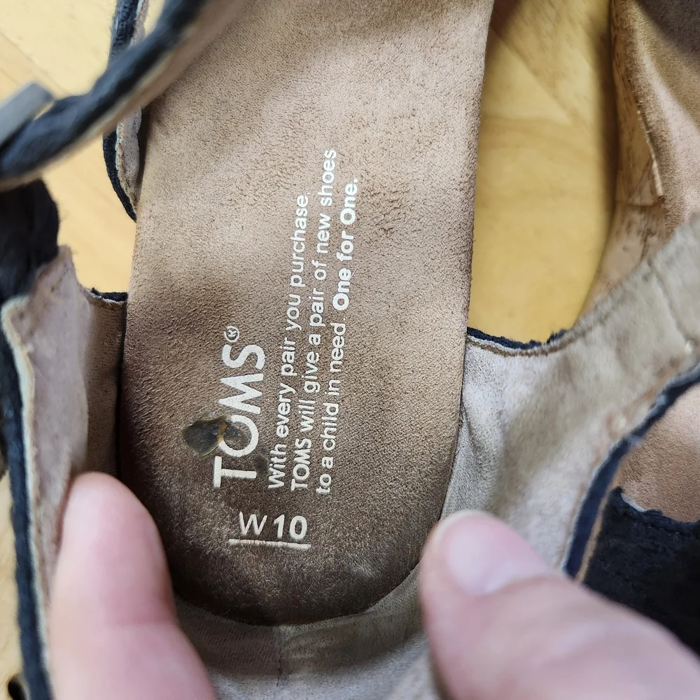 TOMS Women's Cork Platform Clarissa Wedges NAVY Cross Strap Sandals Size 10W